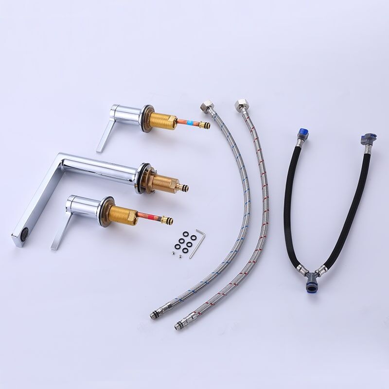 Brushed Gold 2 Handle 8 Inch Brass Sink Faucet 3 Hole Widespread Bathroom Faucet 2 Handle 8 Inch Brass Sink Faucet 3 Hole Widespread Bathroom Faucet Brushed Gold 2 Handle 8 Inch Brass Sink Faucet 3 Hole Widespread Bathroom Faucet - Image 4