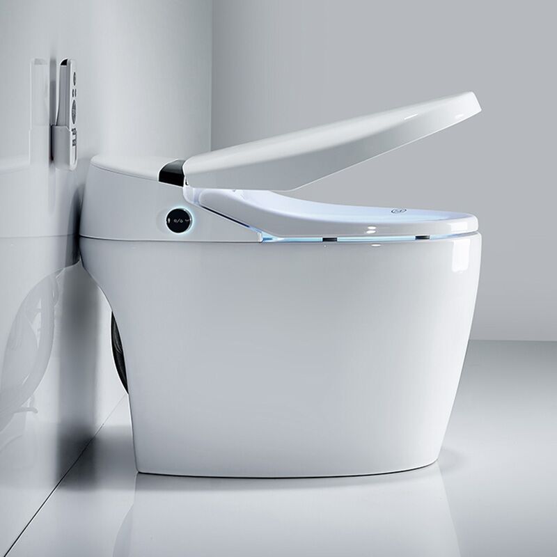 China Smart Toilets Manufacturer Wholesale Cheap Price Bathroom Automatic Sensor Flushing Electric Intelligent Toilets China intelligent toilet supplier one piece s trap white warm water and water closet floor mounted siphonic smart toilet China Smart Toilets Manufacturer Wholesale Cheap Price Bathroom Automatic Sensor Flushing Electric Intelligent Toilets - Imagem 5