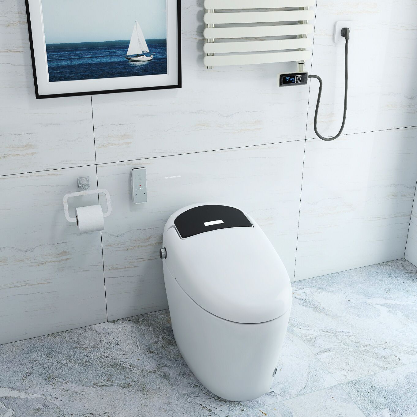 Factory wholesale automatic electronic closestool intelligent toilet one piece siphon jet flushing bathroom smart toilet High quality bathroom one Piece siphonic wc modern Ceramic intelligent toilet 6 M7B Factory wholesale automatic electronic closestool intelligent toilet one piece siphon jet flushing bathroom smart toilet – Bild 5