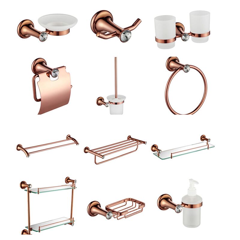 Cheap hotel modern design toilet decoration complete luxury hardware bathroom accessories set Hot sale modern bath accessories products chrome plated wall mounted brass bathroom accessories sets for hotel 1 3000E Cheap hotel modern design toilet decoration complete luxury hardware bathroom accessories set - Imagem 4