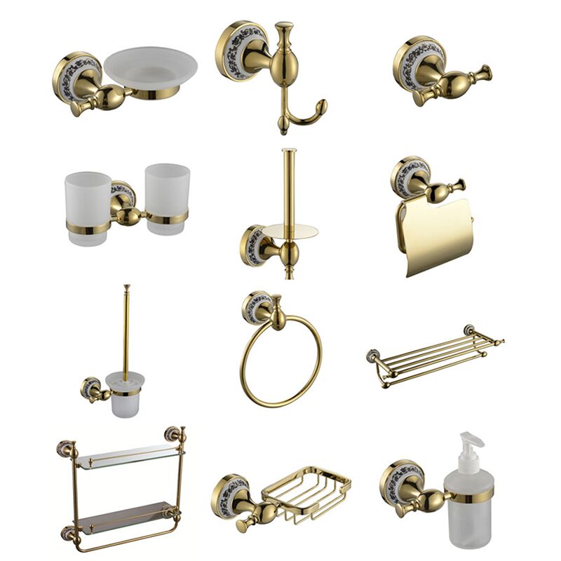Wholesale hotel and home luxury jade color resin pattern high quality  brass bathroom accessories Set