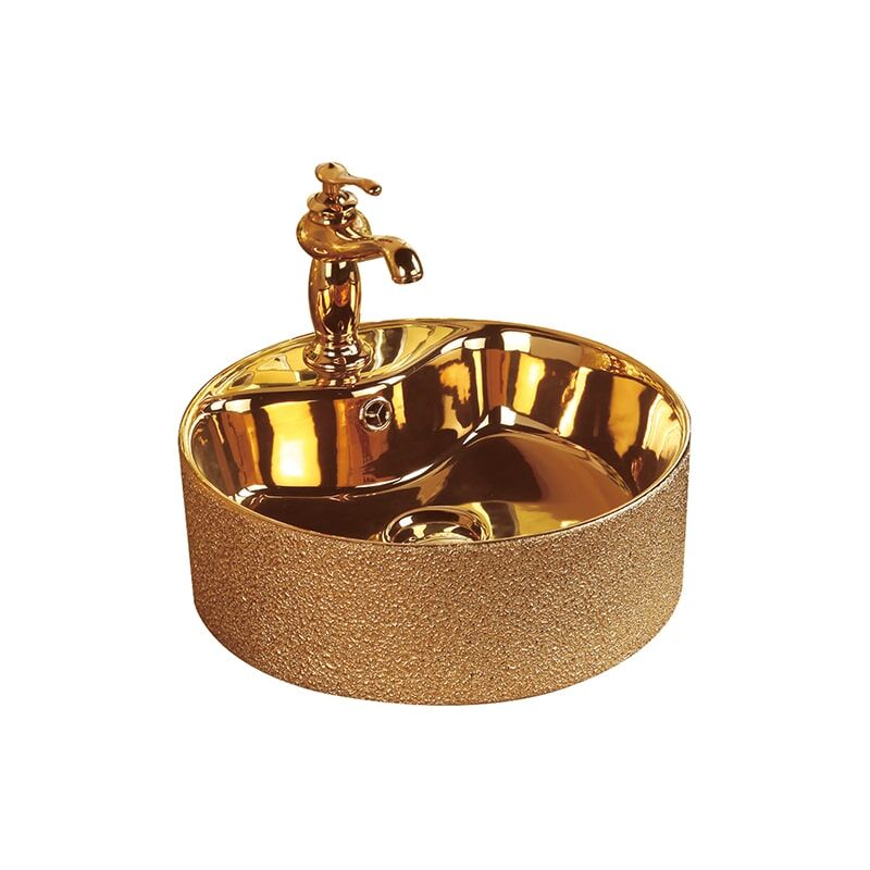 Square Rose Gold Washbasin Bathroom Ceramic Bathroom Countertop Golden Washbasin Sink Hotel gilded wash basin Bathroom vanity min 5 Wash Basin Round Ceramic Bathroom Sink Rose Gold Vanity