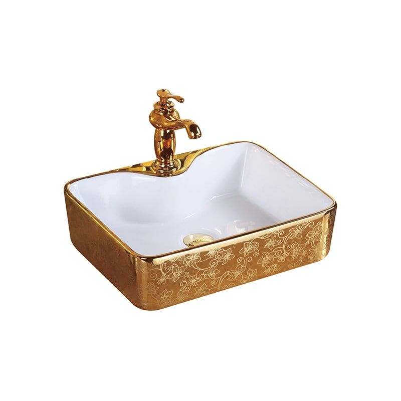 Factory Direct Sales Golden Oval Counter Top Mounted Bathroom High Quality Washbasin Irregular Countertop Bathroom Sink 3 Bathroom Countertop Mounted Sink Ceramic Basin