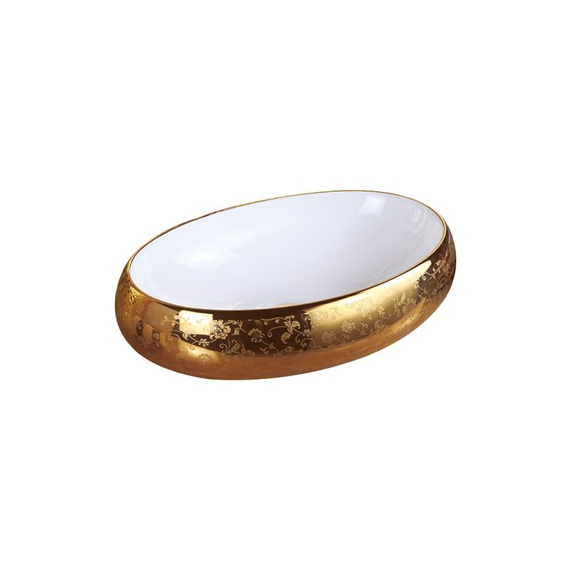 Factory Direct Sales Golden Oval Counter Top Mounted Bathroom High Quality Washbasin Irregular Countertop Bathroom Sink 6 Bathroom Countertop Mounted Sink Ceramic Basin