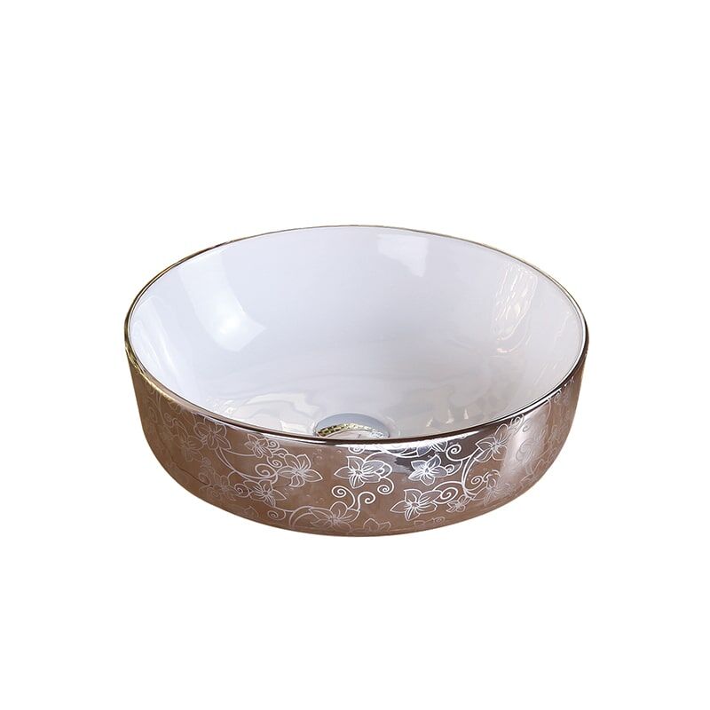 Factory Direct Sales Golden Oval Counter Top Mounted Bathroom High Quality Washbasin Irregular Countertop Bathroom Sink 9 Pia de banheiro de cerâmica banhada a ouro rosa