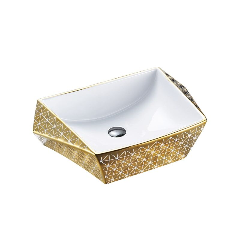 Gold Plated Countertop Washbasin Irregular Ceramic Washbasin Bathroom Luxury Gold Container Sink MP Gold 022 basinYITAI G022 1 min bathroom art wash basin