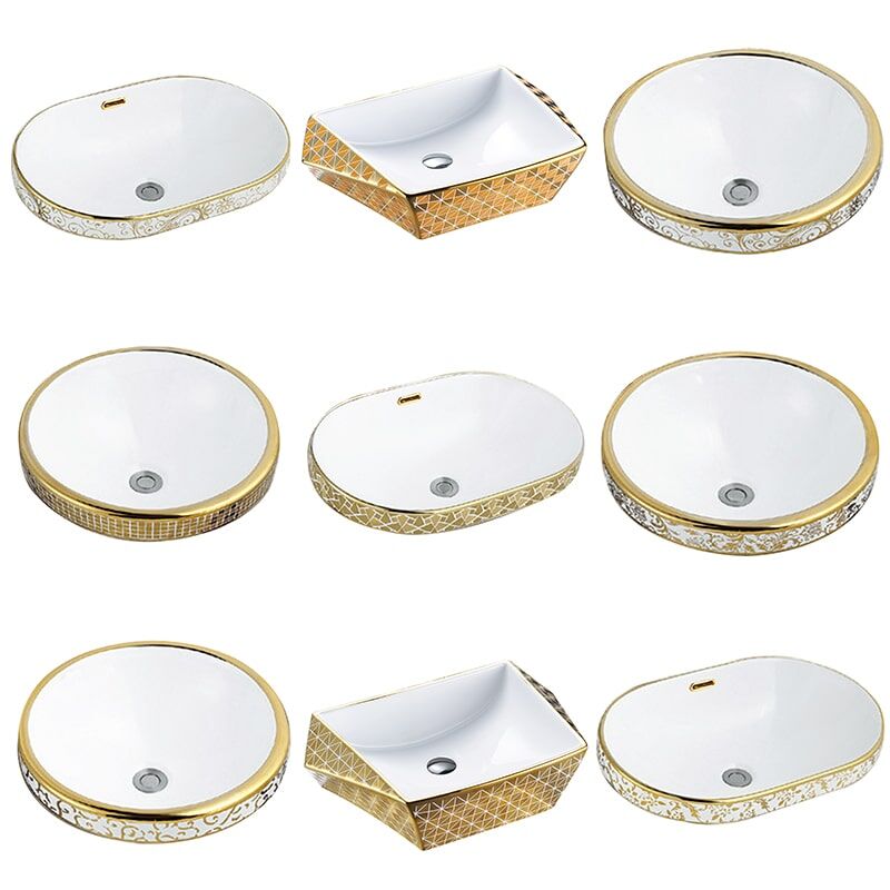 Gold Plated Countertop Washbasin Irregular Ceramic Washbasin Bathroom Luxury Gold Container Sink MP Gold 022 basinYITAI G022 2 min Gold Art Ceramic Basin