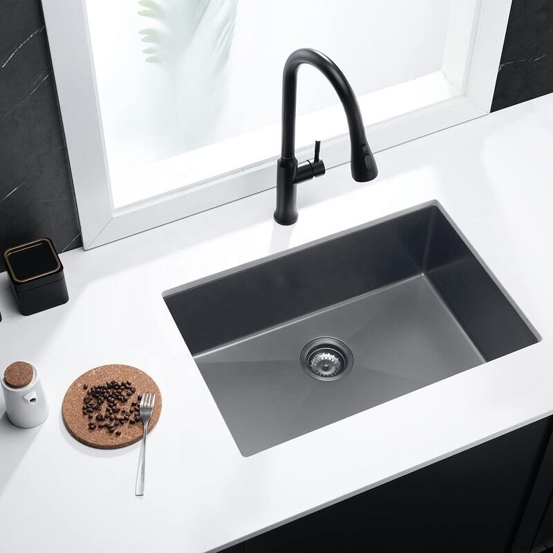 27 Inch Drop in Nano Handmade Kitchen Sink Single Bowl Black Stainless Steel Sink for Kitchen 27 Inch Drop in Nano Handmade 27 Inch Drop in Nano Handmade Kitchen Sink Single Bowl Black Stainless Steel Sink for Kitchen
