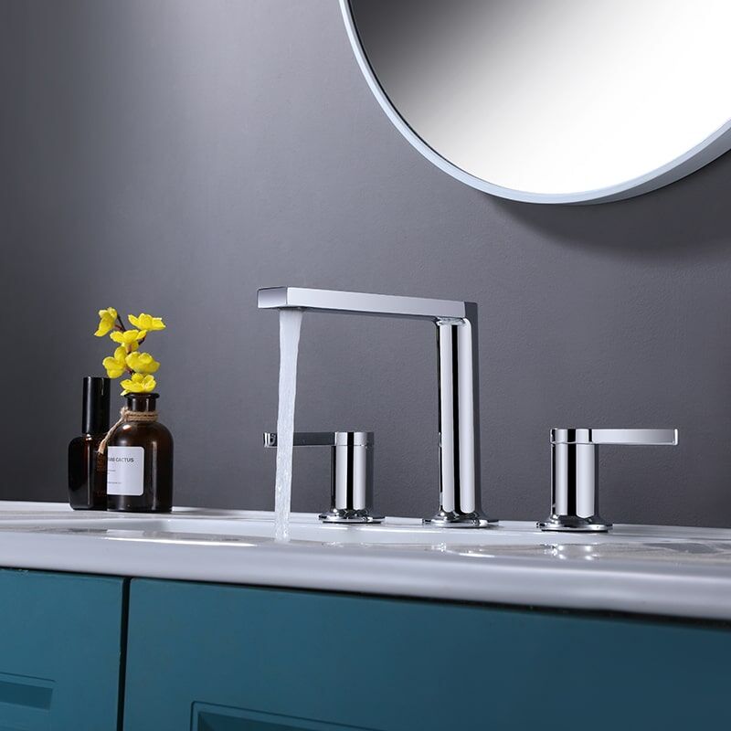 Brushed Gold 2 Handle 8 Inch Brass Sink Faucet 3 Hole Widespread Bathroom Faucet 3 Hole Wash Basin Tap Brass Bathroom Faucet Dual handle faucet Brushed Gold 2 Handle 8 Inch Brass Sink Faucet 3 Hole Widespread Bathroom Faucet - Image 2