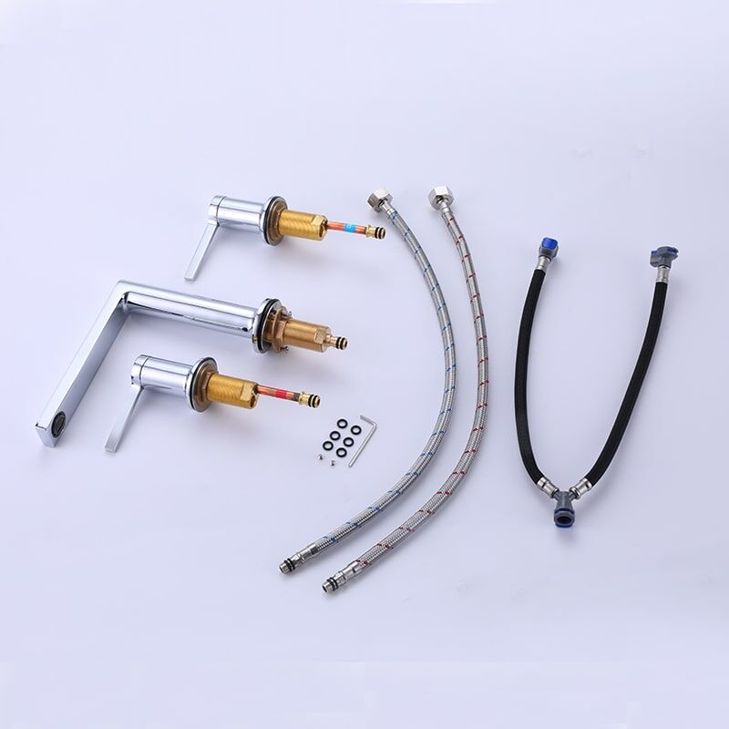 Brushed Gold 2 Handle 8 Inch Brass Sink Faucet 3 Hole Widespread Bathroom Faucet 3 Hole Widespread Brass Chrome Bathroom Faucet Brushed Gold 2 Handle 8 Inch Brass Sink Faucet 3 Hole Widespread Bathroom Faucet - Image 5