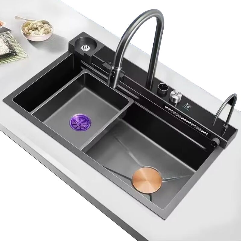 30 Inch Multi-functional Piano Kitchen Sink Stainless Steel Single Bowl Hidden Waterfall Kitchen Sink With Cup Washer and Tray 30 Inch Multi functional Piano Kitchen 30 Inch Multi-functional Piano Kitchen Sink Stainless Steel Single Bowl Hidden Waterfall Kitchen Sink With Cup Washer and Tray