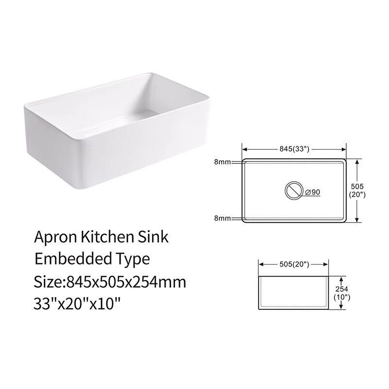 Popular Design CUPC Rectangular Single Bowl Ceramic Farmhouse Apron Front Kitchen Sink 33 Inch White Ceramic Farmhouse Sink CUPC Single Bowl Sink Apron Front Kitchen Sinks S c3320 Popular Design CUPC Rectangular Single Bowl Ceramic Farmhouse Apron Front Kitchen Sink - الصورة 20
