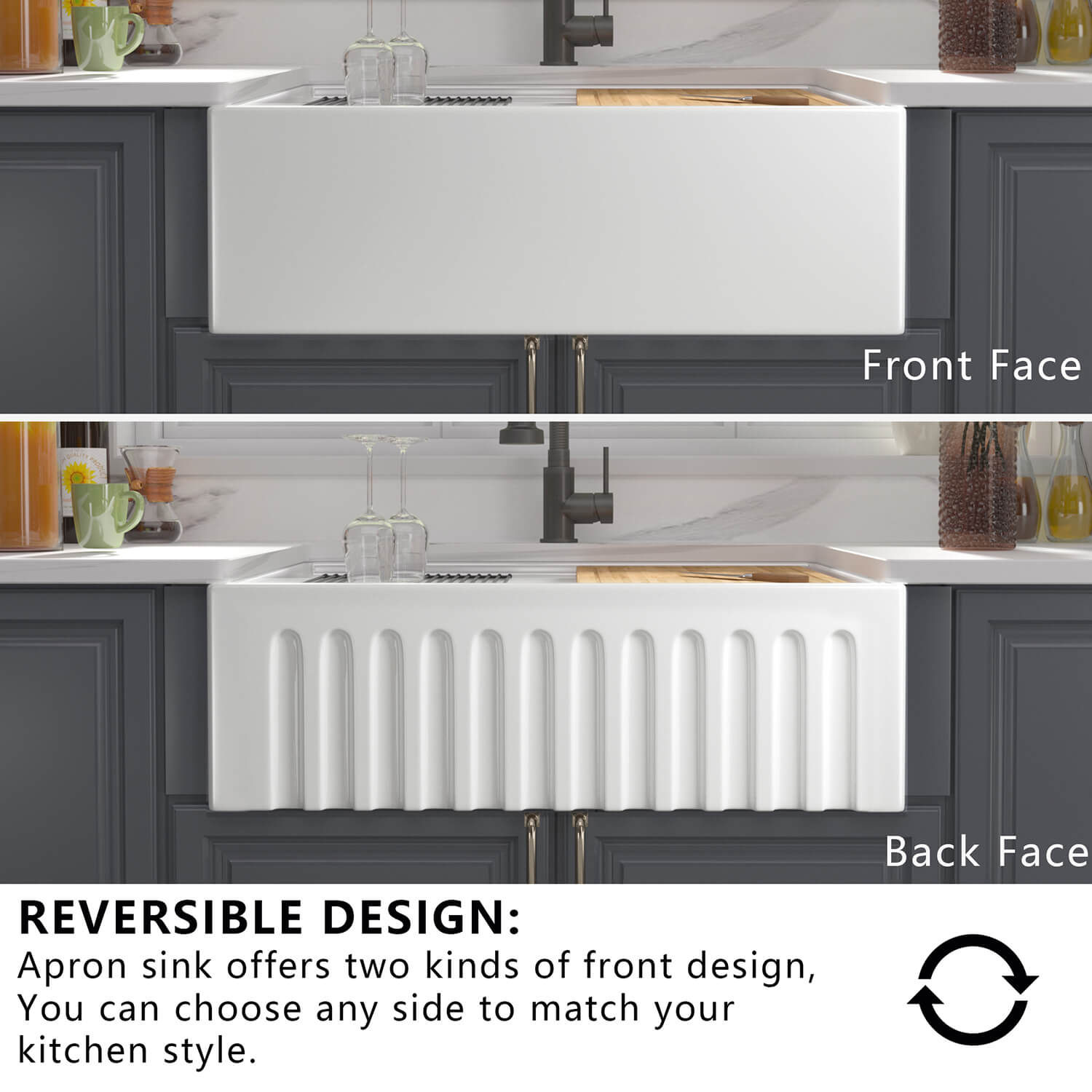 Popular Design CUPC Rectangular Single Bowl Ceramic Farmhouse Apron Front Kitchen Sink 33 L x 20 W Farmhouse Kitchen Sink FKS3320R 8 Popular Design CUPC Rectangular Single Bowl Ceramic Farmhouse Apron Front Kitchen Sink - الصورة 4