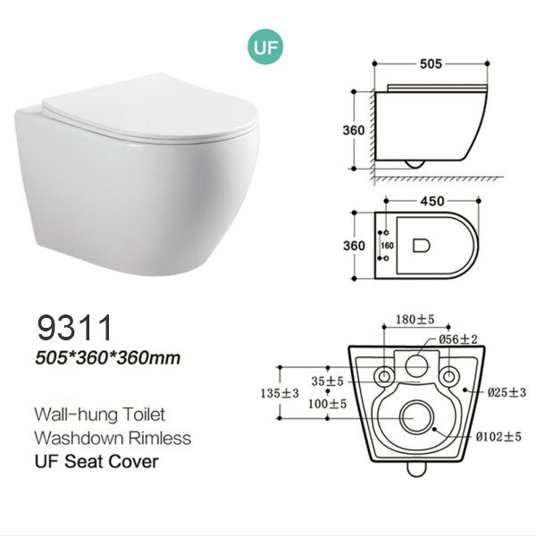 Pembekal Kilang China Bilik Mandi Murah Ceramic Sanitary Ware Bilik Mandi Wall Mounted Toilet 9311 Slimline Concealed Cistern Frame Wall Hanging Toilet CE Standard Concealed Toilet,Toilet Sit,Washroom Toilet