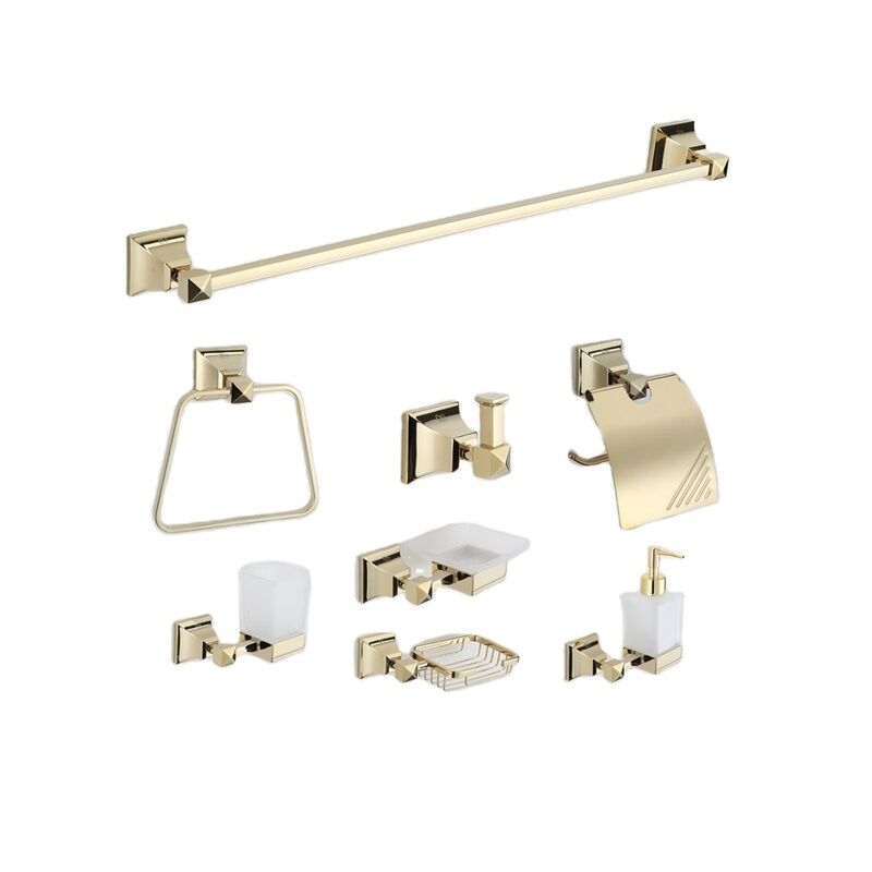 Bathroom Hardware Factory Wall Mounted Square Gold Bathroom Accessories Set Bathroom Hardware Factory Wall Mounted Square Bathroom Hardware Factory Wall Mounted Square Gold Bathroom Accessories Set
