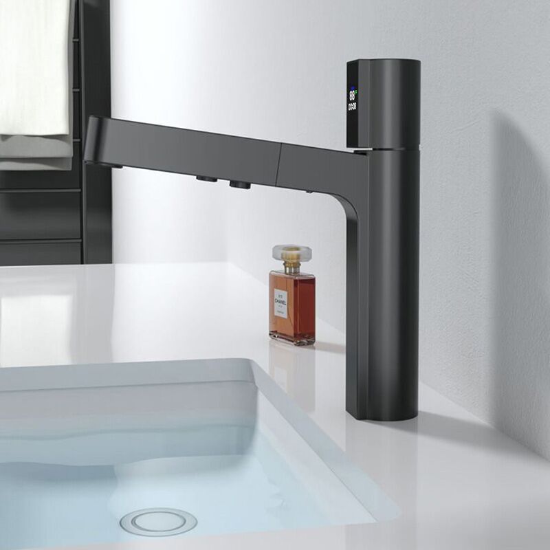Wholesale Brass Bathroom Sink Faucet with Pull Out Sprayer, Black Fahrenheit Degree Temperature LED Digital Display Sink Faucet Black Bathroom Sink Faucet with Pull Out Sprayer Fahrenheit Degree Temperature LED Digital Display Faucet 2 Wholesale Brass Bathroom Sink Faucet with Pull Out Sprayer, Black Fahrenheit Degree Temperature LED Digital Display Sink Faucet – Image 4
