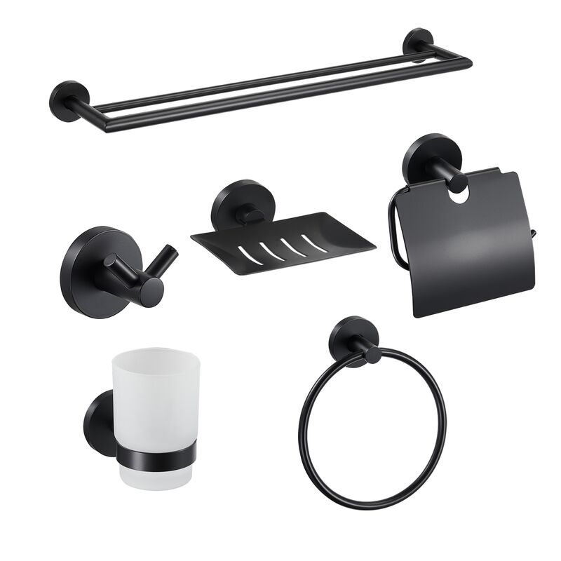 Black Luxury Bathroom Hardware Accessories 304 Stainless Steel Towel bar Toilet Paper Holder Towel Ring Robe Hook Rack Set Black Luxury Bathroom Hardware Accessories 304 Black-Luxury-Bathroom-Hardware-Accessories