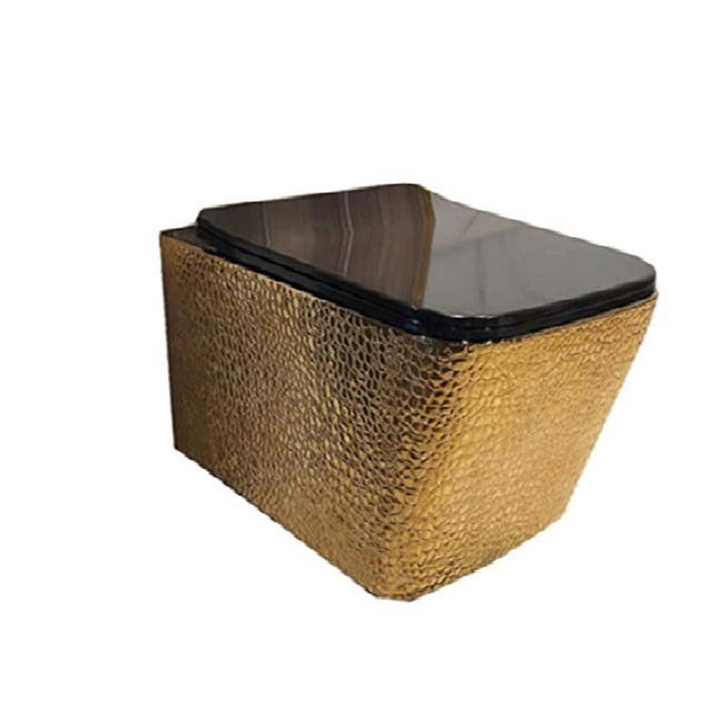 Europe Bathroom Rimless Flushing Wares Golden Bathroom Toilet Black golden colour round wall mounted toilet Black golden colour round wall mounted toilet bowl 1 Europe Bathroom Rimless Flushing Wares Golden Bathroom Toilet Black golden colour round wall mounted toilet
