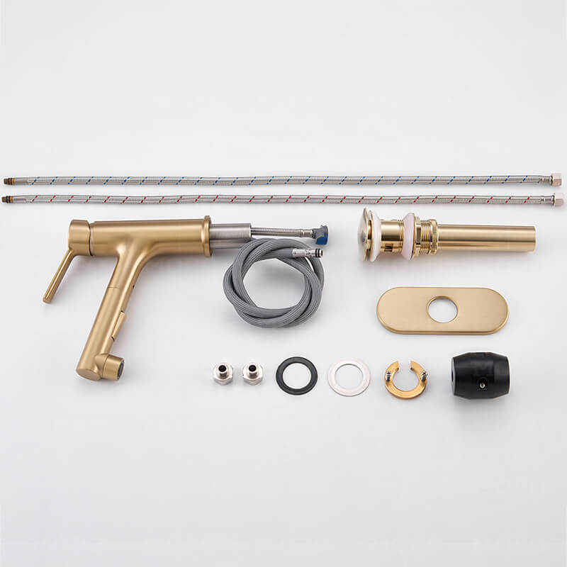 Factory Direct Sales 3 Models Bathroom Pull-Out Faucet With Swivel Spout, Single Handle Modern Bathroom Faucet With Pull-Down Spray Brass Body Tap Single handle bathroom sink faucet is made of commercial grade zinc alloy material with superior corrosion & rust-resistant finish.