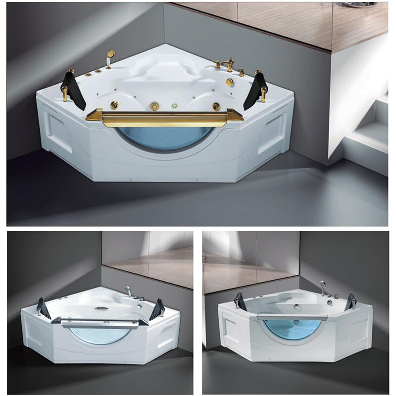 Factory Price Luxury Triangle Shaped Design Bathtubs & Whirlpools 2 Person Water Spa Massage Bathtub CETUV Approved portable massage bathtub Bathtub Freestanding,Bathtubs Indoor,Free Standing Tubs