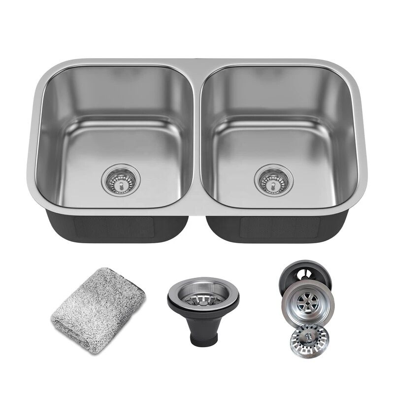CUPC 32inch 18 Gauge Undermount 50/50 Double Bowl Stainless Steel Kitchen Sink CUPC 32inch 18 Gauge Undermount 50 CUPC 32inch 18 Gauge Undermount 50/50 Double Bowl Stainless Steel Kitchen Sink