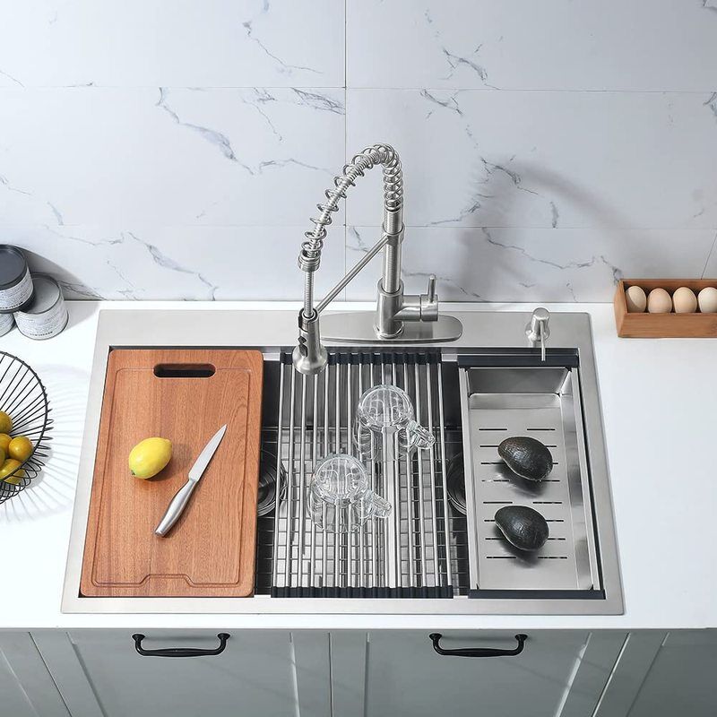 CUPC 33 Inch Ledge Workstation Kitchen Sink 60/40 Double Bowl Topmount Kitchen Sink CUPC 33 Inch Ledge Workstation Kitchen CUPC 33 Inch Ledge Workstation Kitchen Sink 60/40 Double Bowl Topmount Kitchen Sink