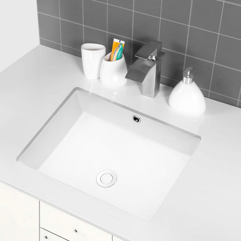 White Bathroom Ceramic Rectangle Undermount Bathroom Sinks Wash Basin Under Counter Hotel Basin Sink CUPC CE 22 16 Inch White White Bathroom Ceramic Rectangle Undermount Bathroom Sinks Wash Basin Under Counter Hotel Basin Sink