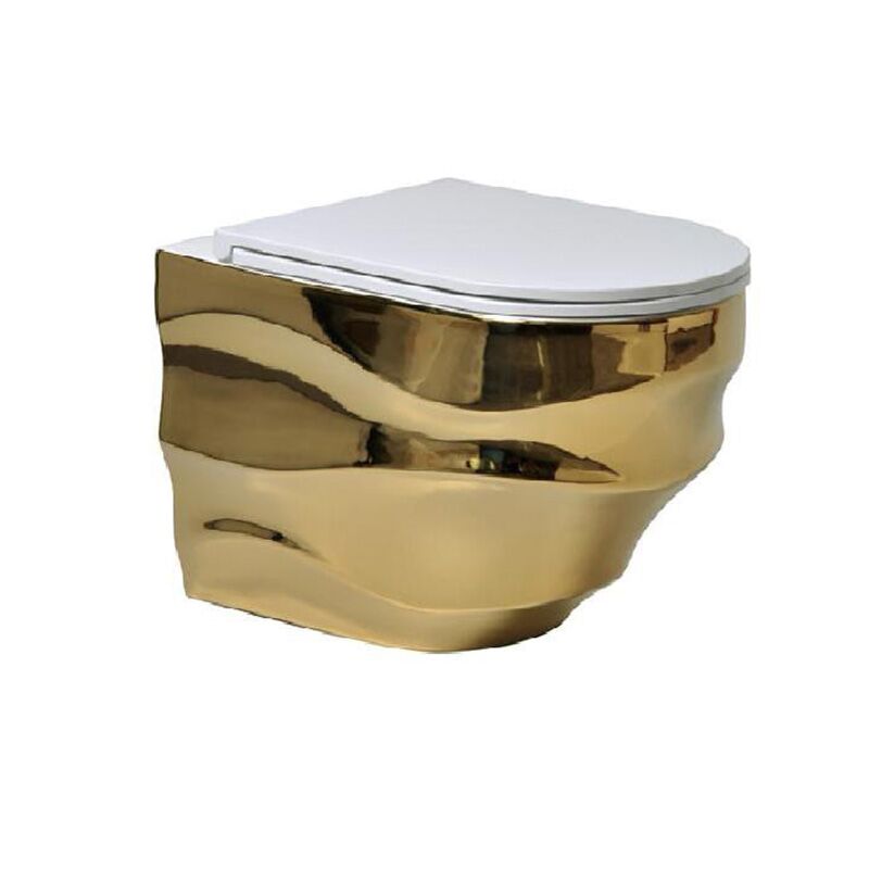 Banheiro Cerâmica Sanitária Cor Dourada Banheiro Banheiro Sem Aro Parede Pendurado Vaso Sanitário Cerâmica Sanitária Cor Dourada Banheiro Sem Aro Parede Pendurado Vaso Sanitário Banheiro Cerâmica Louças Sanitárias Cor Dourada Banheiro Banheiro Sem Aro Pendurado Na Parede