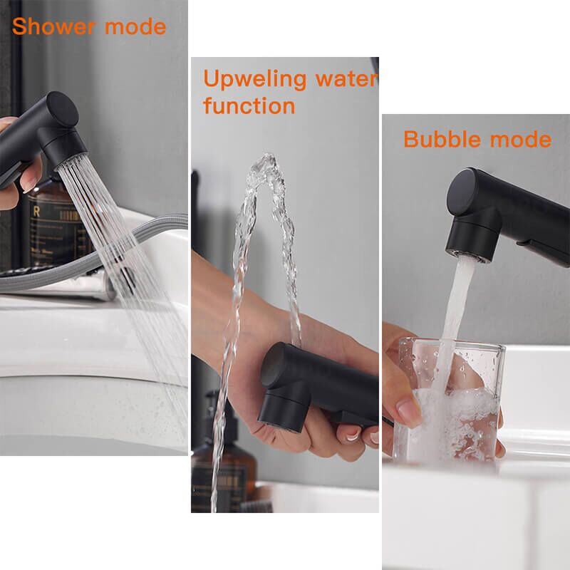 China Faucet Factory Wholesale USA Sell Well Brass Bathroom Sink Faucet With Pull Out Sprayer Cheap Price Faucets Solid Brass Single Handle WashHand Bathroom Faucet