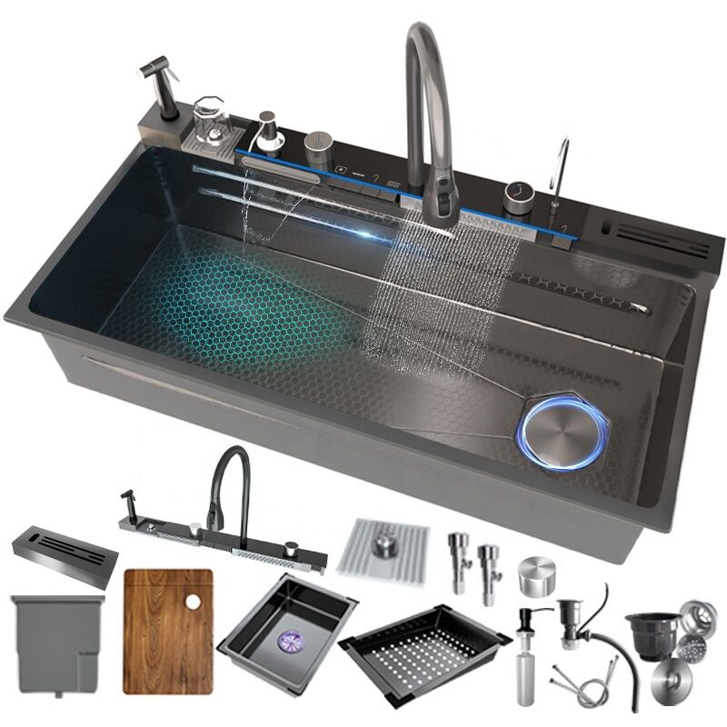 Christmas Discount Multifunctional Black Kitchen Sink 304 Smart Stainless Steel Large Sink with Dishwasher for Hotel Kitchen Christmas Discount Multifunctional Black Kitchen Sink Christmas Discount Multifunctional Black Kitchen Sink 304 Smart Stainless Steel Large Sink with Dishwasher for Hotel Kitchen