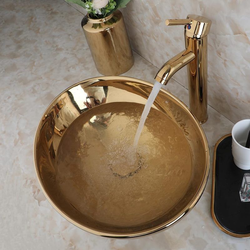 Countertop Gold Color Ceramic Bathroom Basin Vessel Hand Wash Sink Luxury Table Top Lavabo Countertop Gold Color Ceramic Bathroom Basin Countertop Gold Color Ceramic Bathroom Basin Vessel Hand Wash Sink Luxury Table Top Lavabo