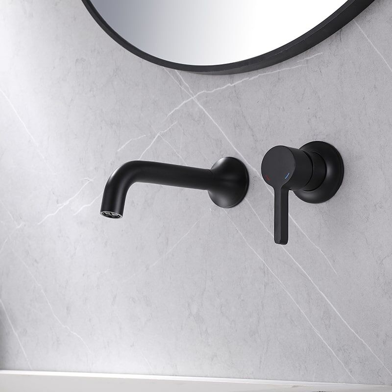 Torneira de lavatório projetada com alça única, misturador de latão para lavatório de banheiro, torneira de parede, preço de atacado de fábrica, torneira de parede de lavatório de latão, banheiro, olecranon, torneira de lavatório de parede 2 Single Handle Designed Basin Faucet Mixer Brass Bathroom Basin Wall-mounted Faucet - Imagem 4