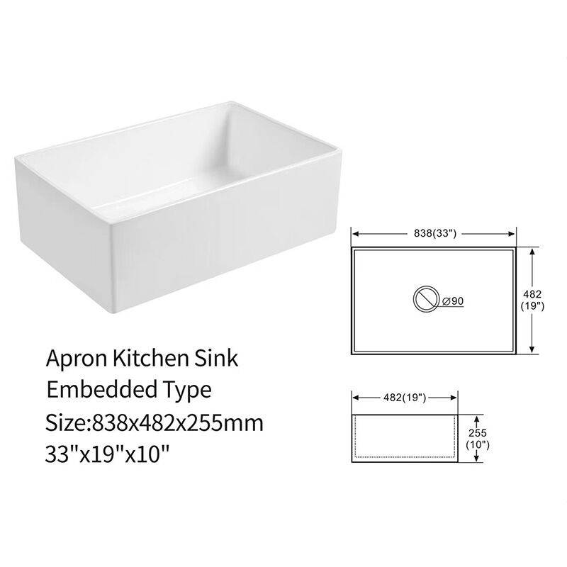Popular Design CUPC Rectangular Single Bowl Ceramic Farmhouse Apron Front Kitchen Sink Farmhouse Sink Deep Single Bowl White Ceramic Porcelain Fireclay White Apron Front Kitchen Farm House Sink S B3319 Popular Design CUPC Rectangular Single Bowl Ceramic Farmhouse Apron Front Kitchen Sink - الصورة 19