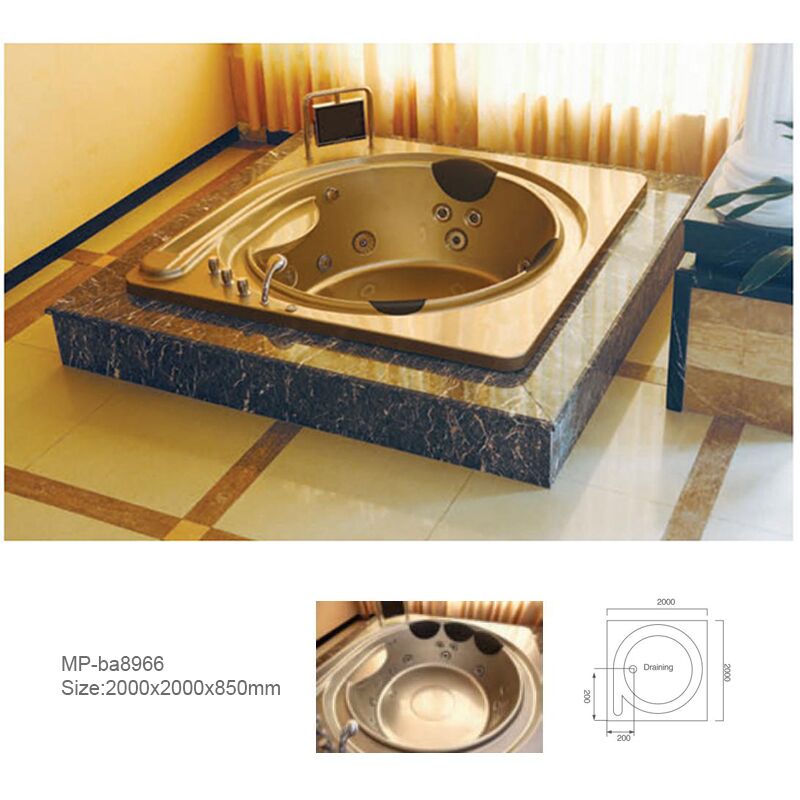 1 Person Whirlpool Massage Bathtub Tub Hot Freestanding Spa Tub Free Standing Bathtub ba8966 High Quality Gold Built-in Acrylic Massage Spa Drop-in Whirlpool Bathtub