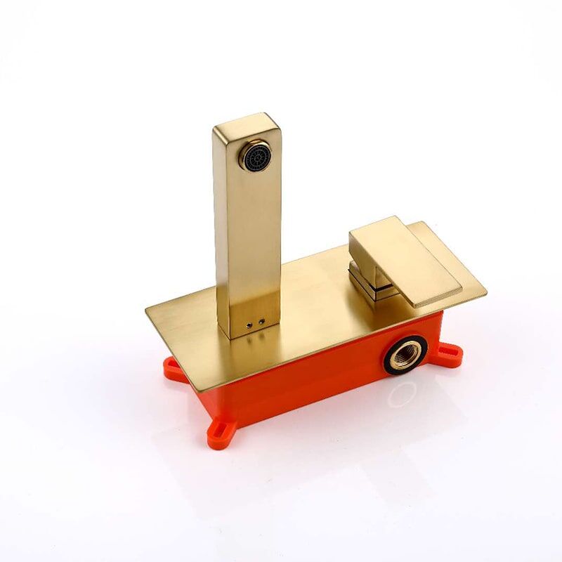 Torneira de parede com alça única Torneira de banheiro de hotel Torneira de misturador quente e fria Torneiras de bacia de cachoeira douradas Torneira de parede com alça única Torneira de cachoeira 13 Wall Mounted Faucet Single Handle Hotel Bathroom Basin Faucet Hot Cold Mixer Tap - Imagem 10