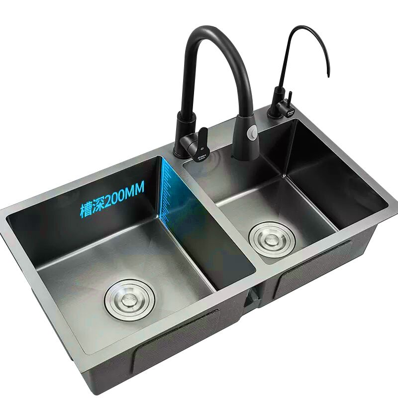 Handmade Stainless Steel Kitchen Sink Double Bowl Polished Brushed Square Design Counter Installation with Faucet Handmade Stainless Steel Kitchen Sink Double Handmade Stainless Steel Kitchen Sink Double Bowl Polished Brushed Square Design Counter Installation with Faucet