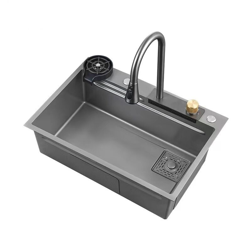 Handmade Stainless Steel Kitchen Sink SS304 Full Set Kitchen Accessories Waterfall Faucet Flying Rain Basin Design One Three Handmade Stainless Steel Kitchen Sink SS304 Full Handmade Stainless Steel Kitchen Sink SS304 Full Set Kitchen Accessories Waterfall Faucet Flying Rain Basin Design One Three