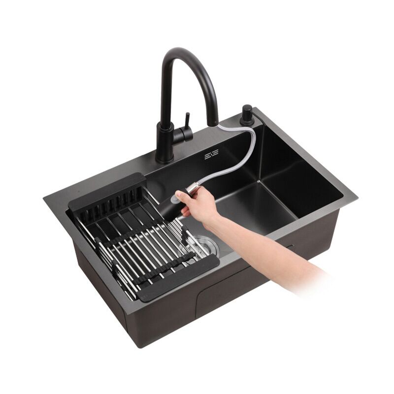 High Quality Black Nano Stainless Steel Single Bowl Kitchen Sink Countertop Installation Rectangular Stylish Design High Quality Black Nano Stainless Steel High Quality Black Nano Stainless Steel Single Bowl Kitchen Sink Countertop Installation Rectangular Stylish Design