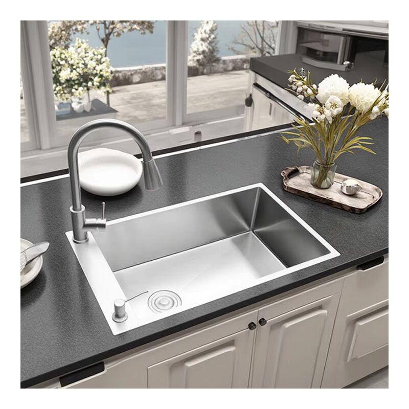 High Quality Stainless Steel Handmade Kitchen Sink Faucet Side Mounted Modern Design Single Bowl with Drain Counter Installation High Quality Stainless Steel Handmade Kitchen High Quality Stainless Steel Handmade Kitchen Sink Faucet Side Mounted Modern Design Single Bowl with Drain Counter Installation