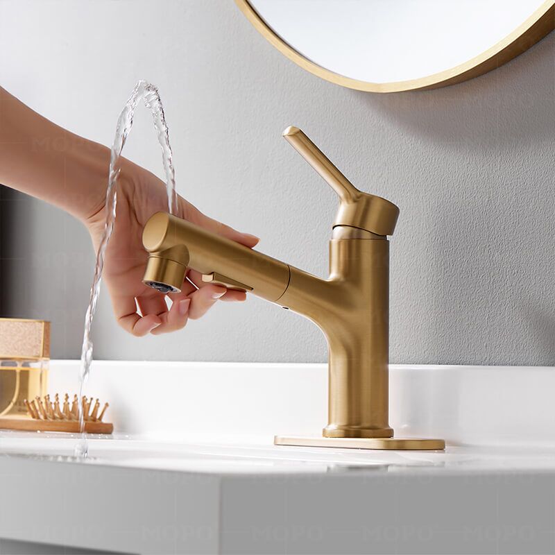 Factory Direct Sales 3 Models Bathroom Pull-Out Faucet With Swivel Spout, Single Handle Modern Bathroom Faucet With Pull-Down Spray Hot Sale taps manufacturer which protects against chemical corrosion and rusting.