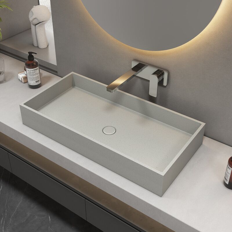 Industrial Slot Wash Basin Bathroom Concrete Sink Bathroom Countertop Rectangular Gray Style Single Wash Sink Industrial Slot Wash Basin Bathroom Concrete Industrial Slot Wash Basin Bathroom Concrete Sink Bathroom Countertop Rectangular Gray Style Single Wash Sink