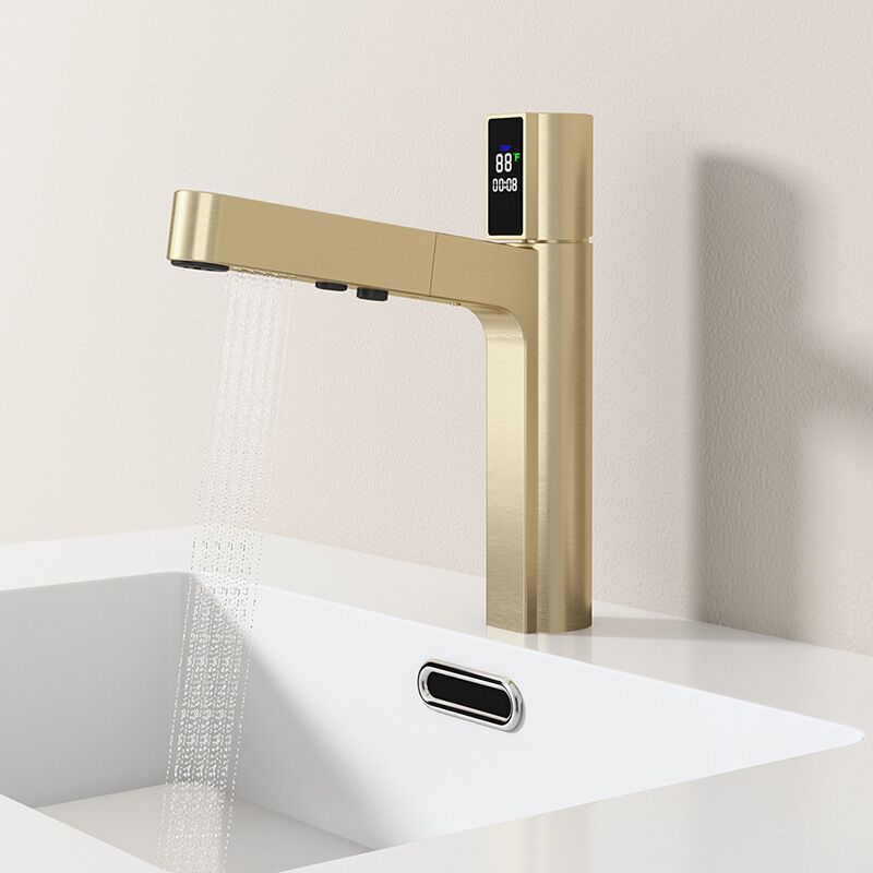 Wholesale Bathroom Sink Faucet with Pull Out Sprayer, Brushed Gold Fahrenheit Degree Temperature LED Digital Display Bathroom Bains Faucets LAZ HOME Bathroom Sink Faucet with Pull Out Sprayer Fahrenheit Degree Temperature LED Digital Display Faucet 3 Wholesale Bathroom Sink Faucet with Pull Out Sprayer, Brushed Gold Fahrenheit Degree Temperature LED Digital Display Bathroom Bains Faucets - Imagem 2