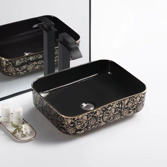 Luxury Design Hotsale in Muslim Country Black Color with Gold Plating Wash Hand Art Sink Basin Luxury Design Hotsale in Muslim Country Luxury Design Hotsale in Muslim Country Black Color with Gold Plating Wash Hand Art Sink Basin