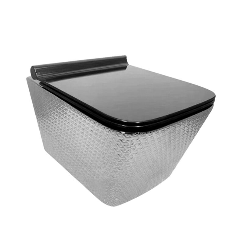 Luxury Golden Color Wall Hung Toilet Bathroom Wall Mounted Silver Crocodile Pattern Toilet Luxury Gold Color Wall Hung Wc Bathroom Commode Ceramic Wall Mounted Closestool Toilet G1165 Luxury Golden Color Wall Hung Toilet Bathroom Wall Mounted Silver Crocodile Pattern Toilet - Image 3