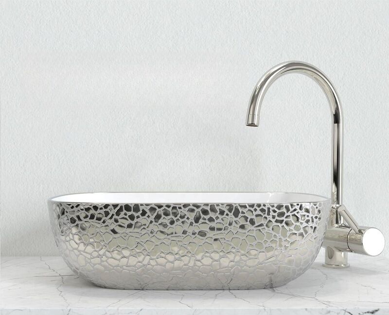 Luxury Hand Wash Basin Bathroom Kitchen Sanitary Areas Rectangular Edge Silver White Small Counter Ceramic Sink Luxury Hand Wash Basin Bathroom Kitchen Luxury Hand Wash Basin Bathroom Kitchen Sanitary Areas Rectangular Edge Silver White Small Counter Ceramic Sink