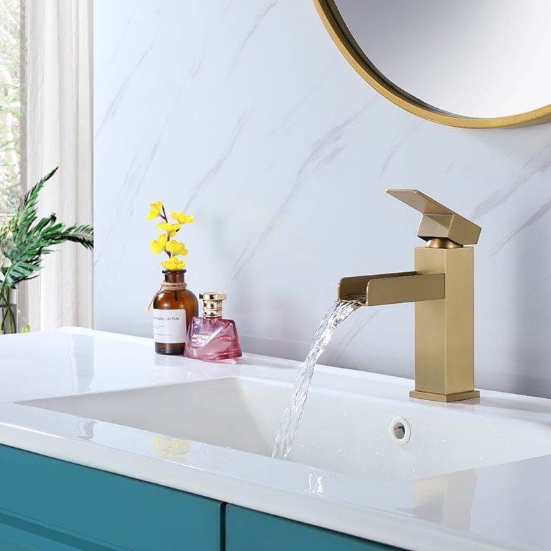 Bathroom Faucet Single Handle Stainless Steel Waterfall Basin Faucet Washroom Mixers Taps Of Basin Luxury Unique Design Bathroom Lavatory Basin Gold Waterfall Faucet Mixer 1 8 Bathroom Faucet Single Handle Stainless Steel Waterfall Basin Faucet Washroom Mixers Taps Of Basin - Image 9