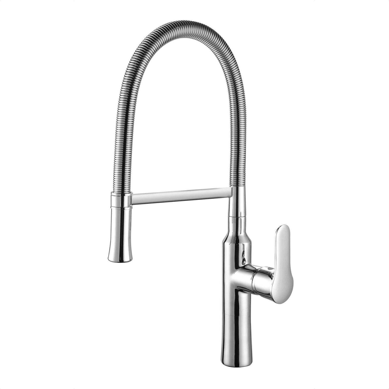 Grifo de cocina extraíble de arco alto con resorte para montaje en cubierta contemporáneo MP KF 1054 Grifo de cocina extraíble de arco alto con resorte para montaje en cubierta contemporáneo Grifo de cocina extraíble contemporáneo de arco alto con resorte para montaje en cubierta