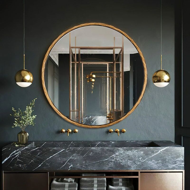 Light Luxury Simple Round Bathroom Hanging Gold Wall Mirror MP LM 1064 Light Luxury Simple Round Bathroom Hanging Gold Wall Mirror Light Luxury Simple Round Bathroom Hanging Gold Wall Mirror