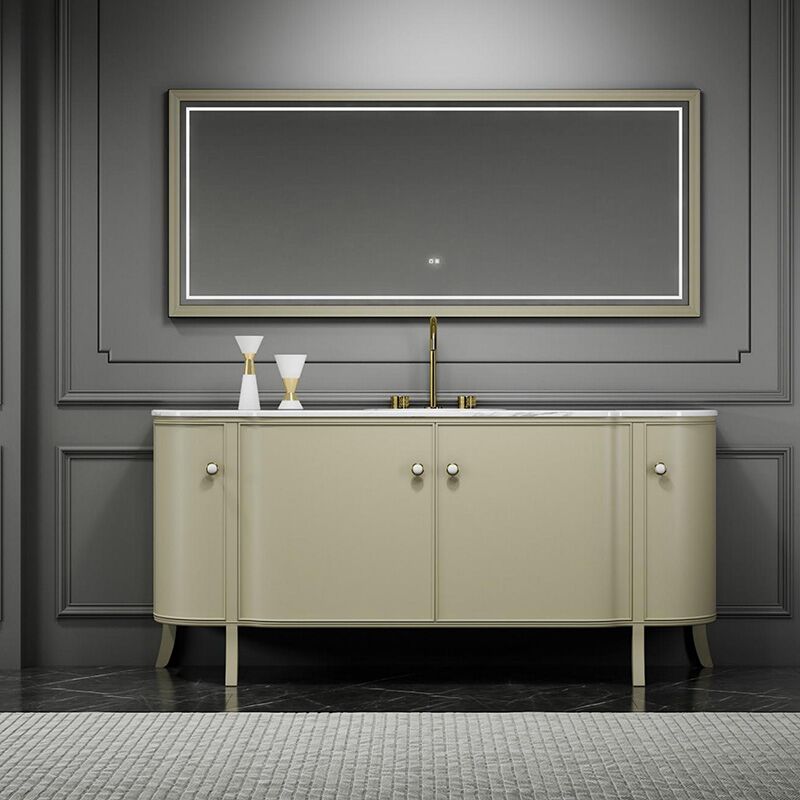 Luxury Solid Wood Bathroom Cabinet With LED Bathroom Mirror Lighting MP RM2657 Luxury Solid Wood Bathroom Cabinet With LED Bathroom Mirror Lighting Luxury Solid Wood Bathroom Cabinet With LED Bathroom Mirror Lighting