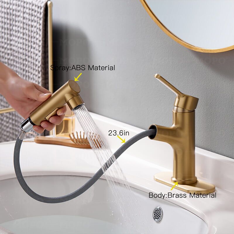 Factory Direct Sales 3 Models Bathroom Pull-Out Faucet With Swivel Spout, Single Handle Modern Bathroom Faucet With Pull-Down Spray Modern Basin Faucets Can be connected to all standard hot and cold water pressure systems.